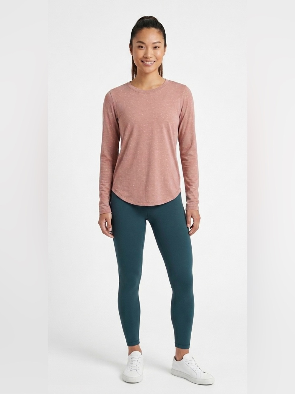 Lululemon Love Long Sleeve Crewneck Top in Speckled Dusty Rose